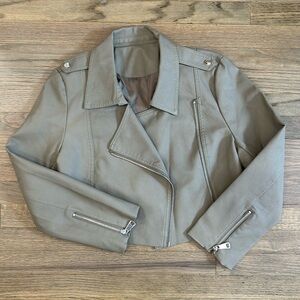 NWOT Vegan Leather Cropped Moto Jacket